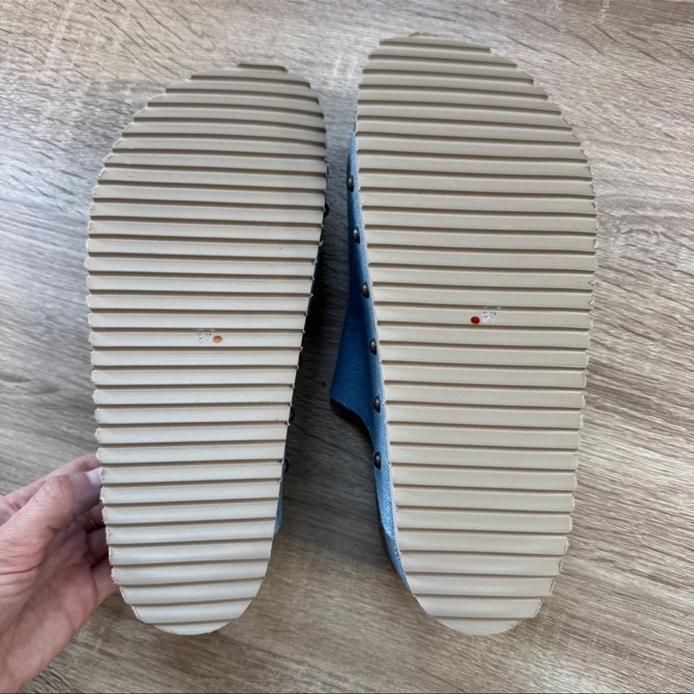 New Free People Rule Breaker Platform Sandals Denim Blue - Picture 13 of 13